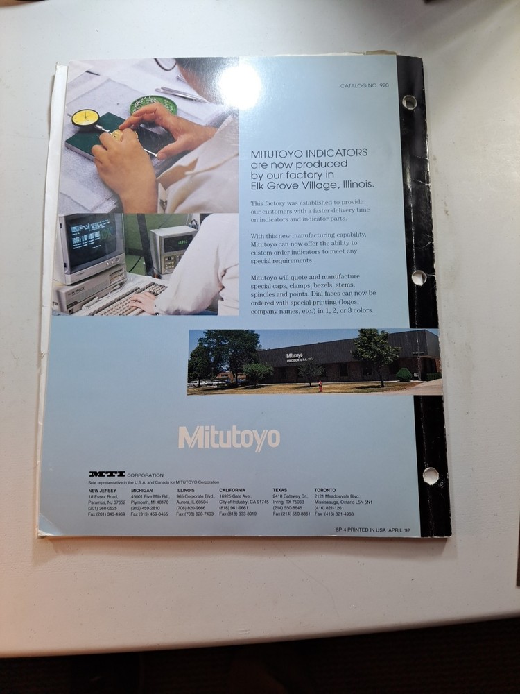 Mitutoyo Dial Indicators Catalog & Tool Training Binder Technical Info