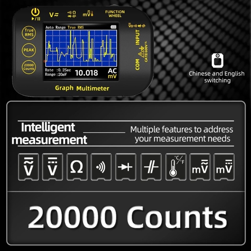 Multimeter Temperature Resistance Voltage Continuity Multitester High Precisions