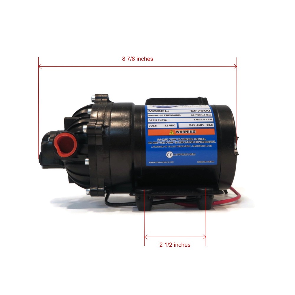 Everflo 7.0 GPM, 12 Volt, Diaphragm Pump for Devalan 7870-101E-SB, 7870101ESB