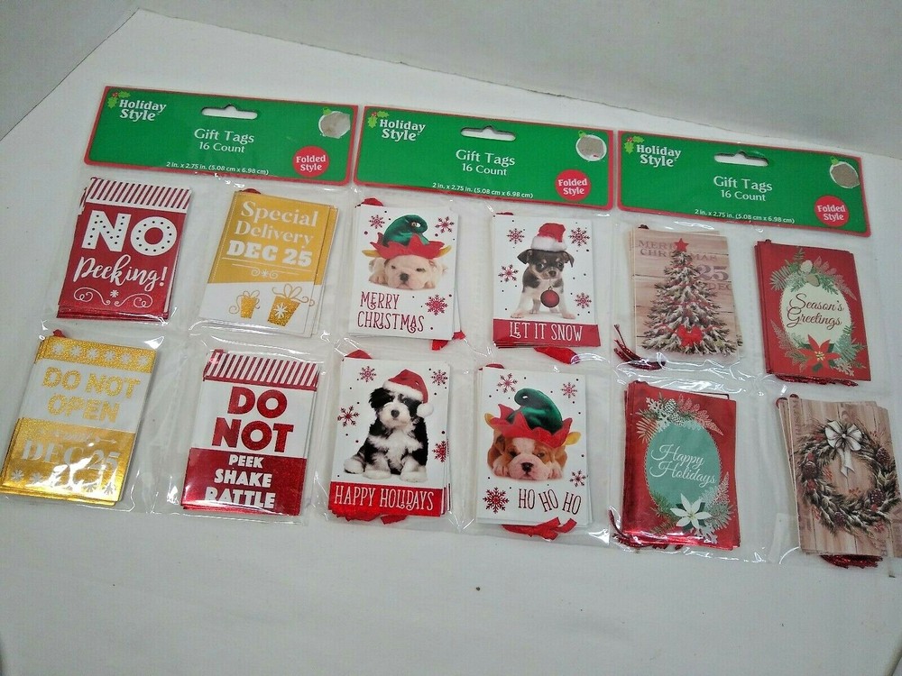 Folded Gift Tags Christmas 16 count Choice Pattern