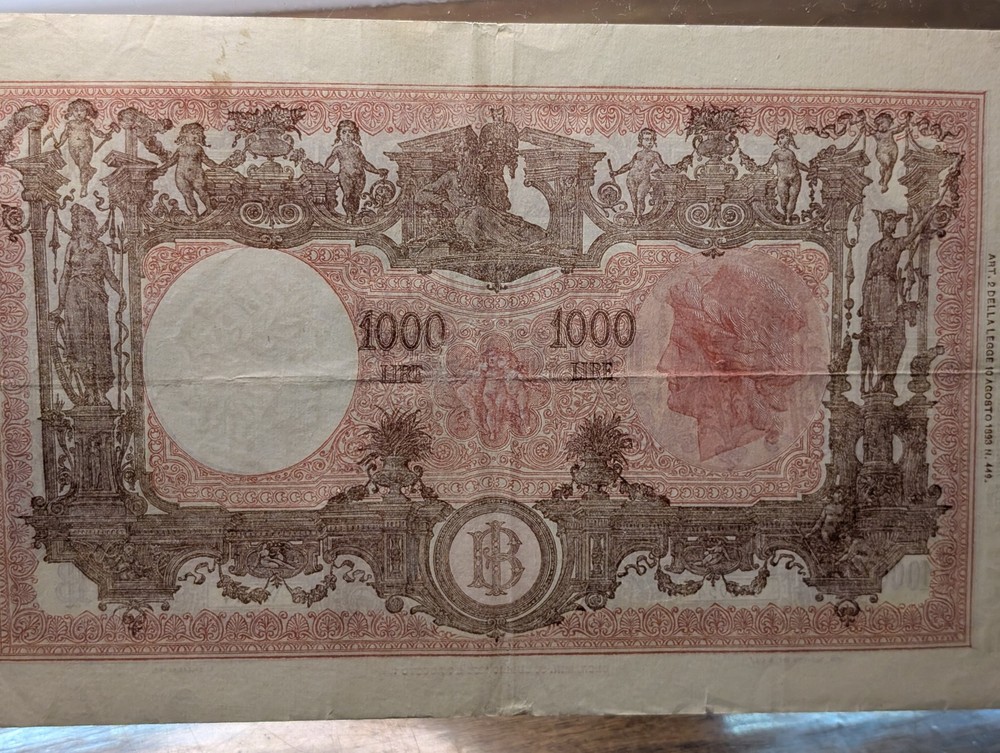1943 Italy 1000 Lire Banknote