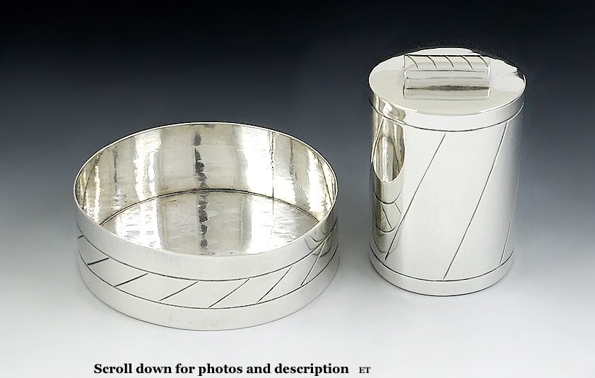 Heavy Hand Crafted Mexican Sterling Silver Wine Coaster & Jar