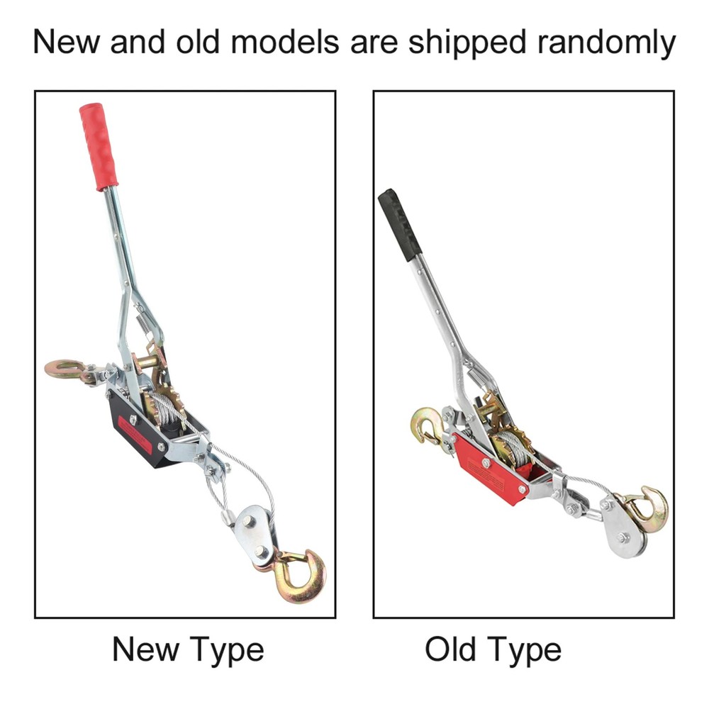 2 Ton Gear Winch Puller Heavy Duty Steel, Double Hook, Ergonomic Grip