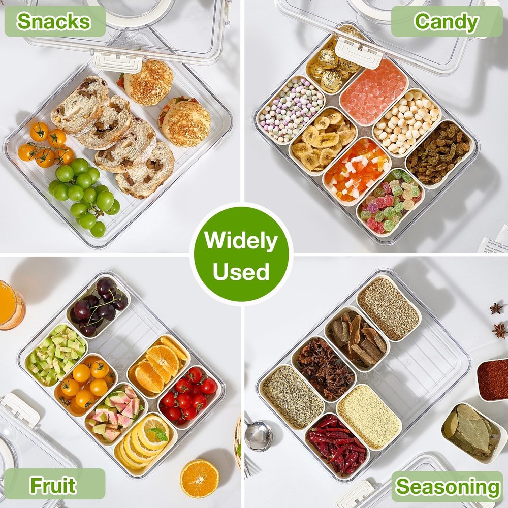 Mfacoy Snackle Box Container, 2 Pack Divided Serving Tray, Milky White
