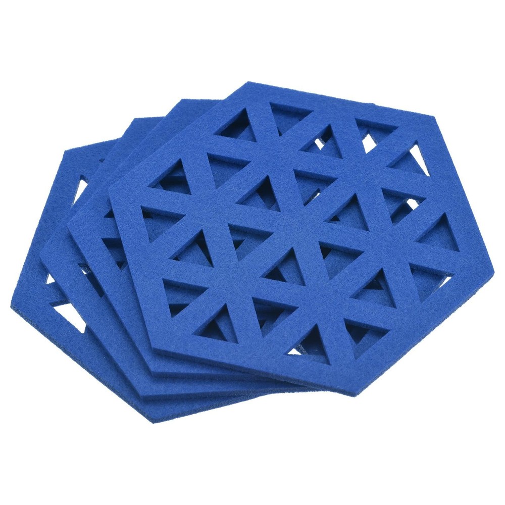 Felt Coasters 4pcs Hexagonal Tampons Coasters Blue