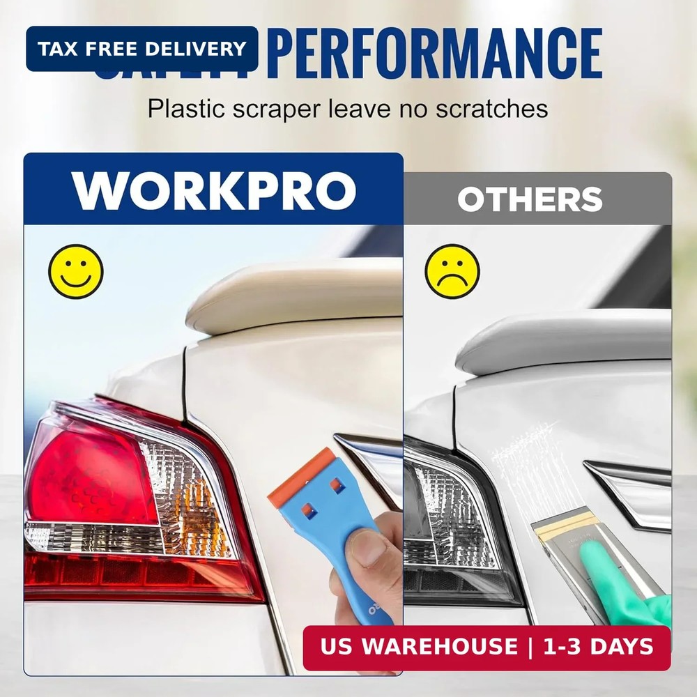 WORKPRO 200 Pack Plastic Razor Blades, Double Edged Scraper Blades, Safety Razor