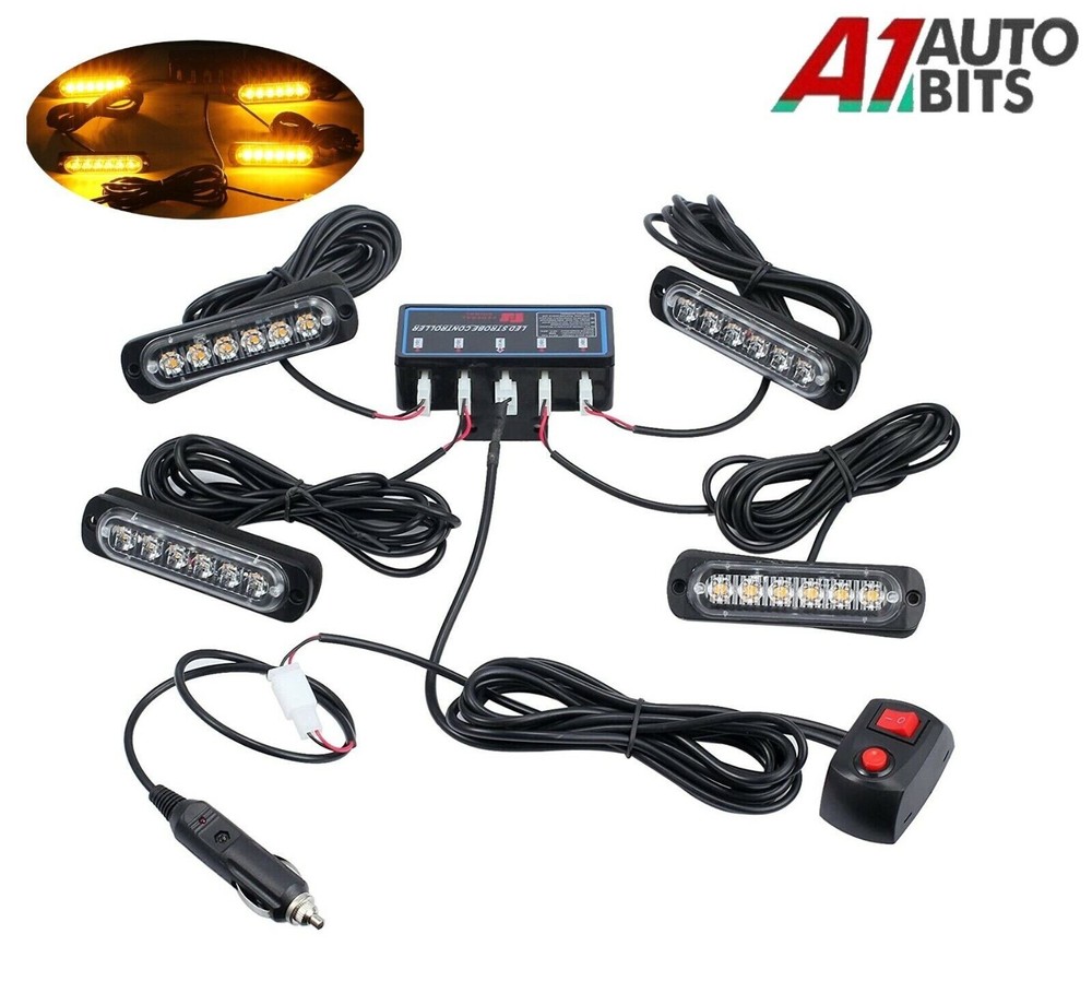 Warning Hazard Emergency Amber Front Rear Grille Strobe Flash Led Control Box