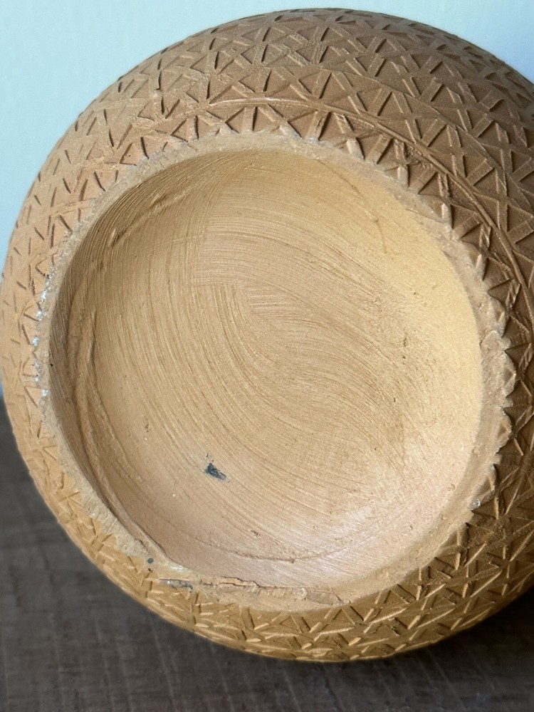 Vintage Terracotta Pitcher With Blue Glazed Interior