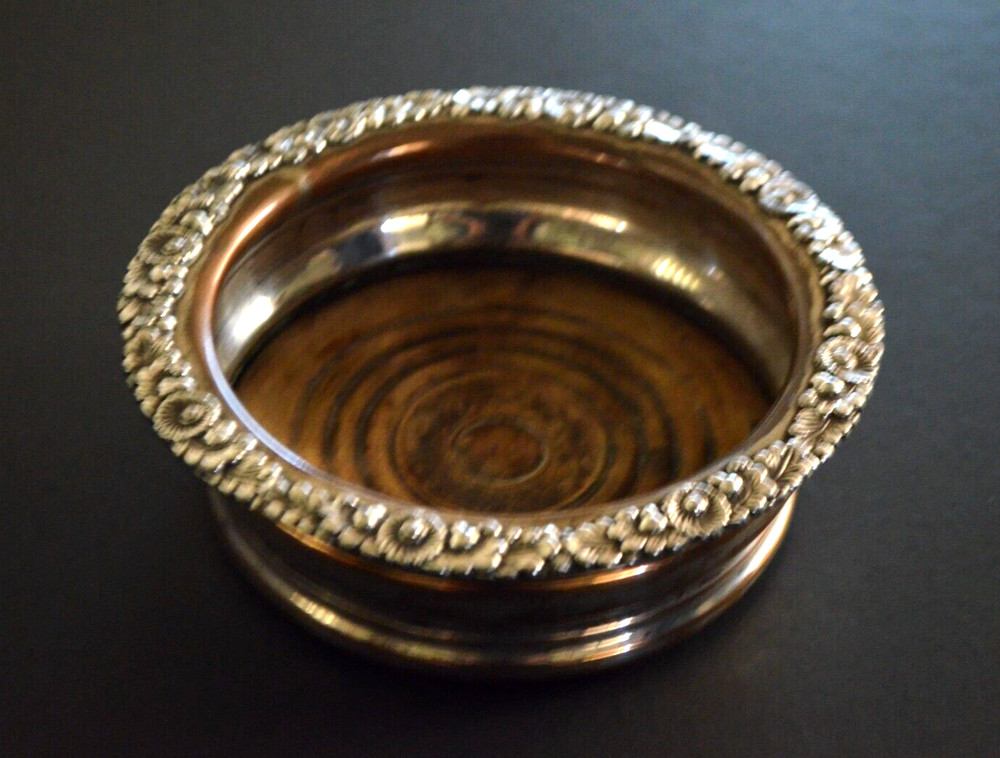 Antique Silver Plated on Cooper Bottle Coasters Stands Holders