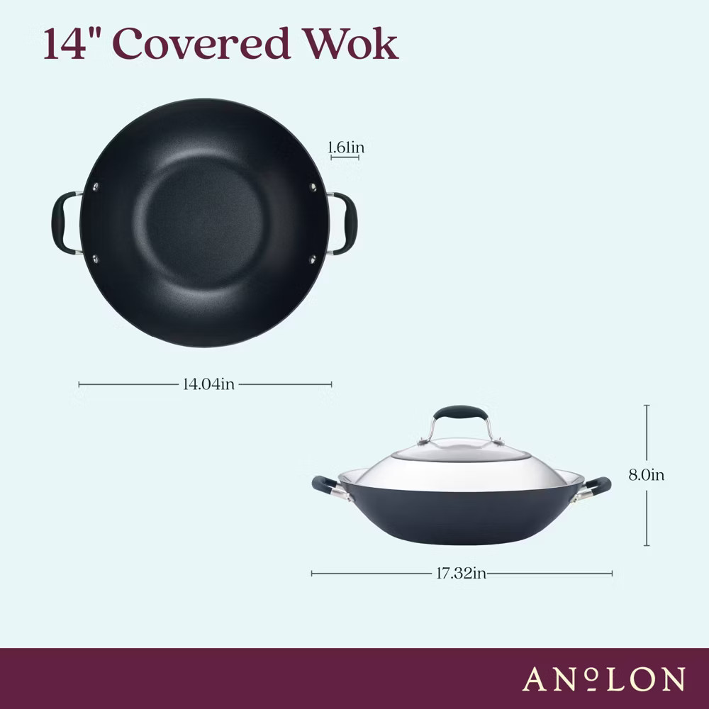Anolon Advanced Home 14" Hard Anodized Nonstick Wok with Side Handle and