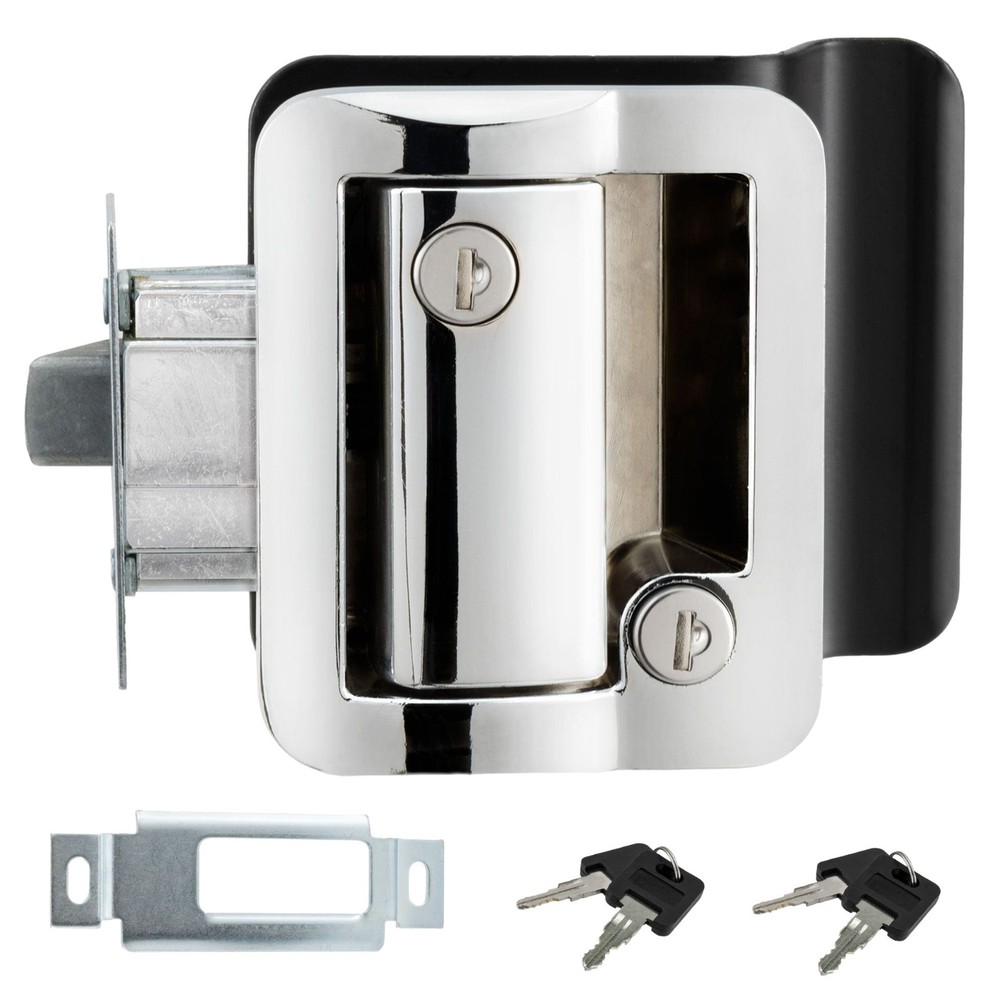 Chrome RV Paddle Entry Door Lock Latch | Handle Knob | Deadbolt Lock | Camper