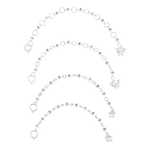 4 Pcs 4 Style Row Counter Chains Set, Alloy Sheep Charm Chain Row Counter
