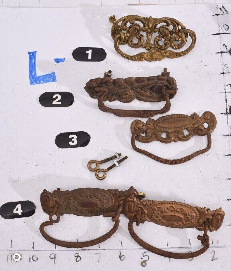 Salvaged Antique Variations - 19th Century Pressed Metal Bail Pull(s) & Hardware