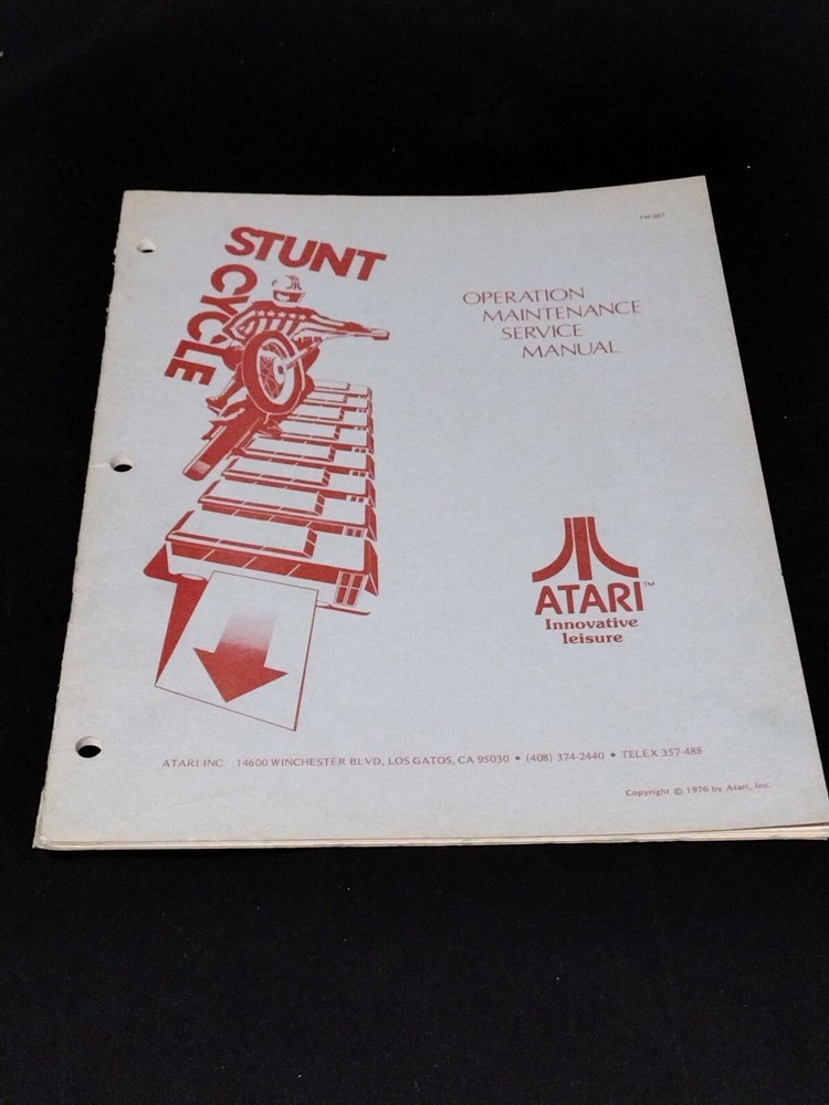 STUNT CYCLE OPERATION MANUAL ARCADE GAME ATARI 1976