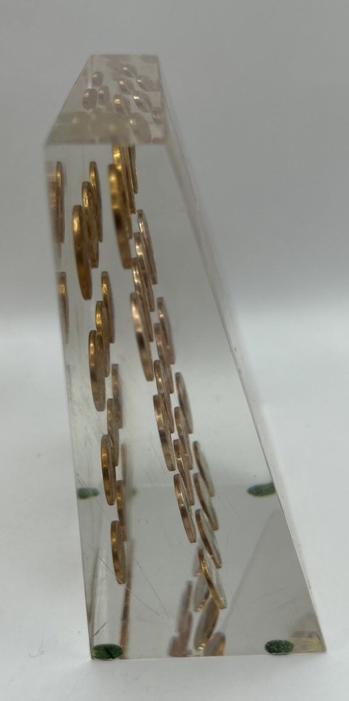Vintage Lucite Penny Bookends