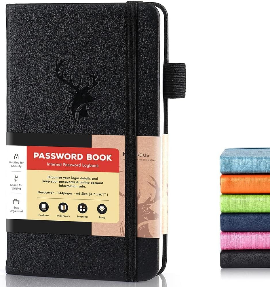 Molekaus Password Book with Alphabetical Tabs Small Password Keeper with Extra P