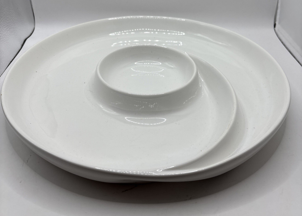 White Swirl Patern Appetizer Platter 12"