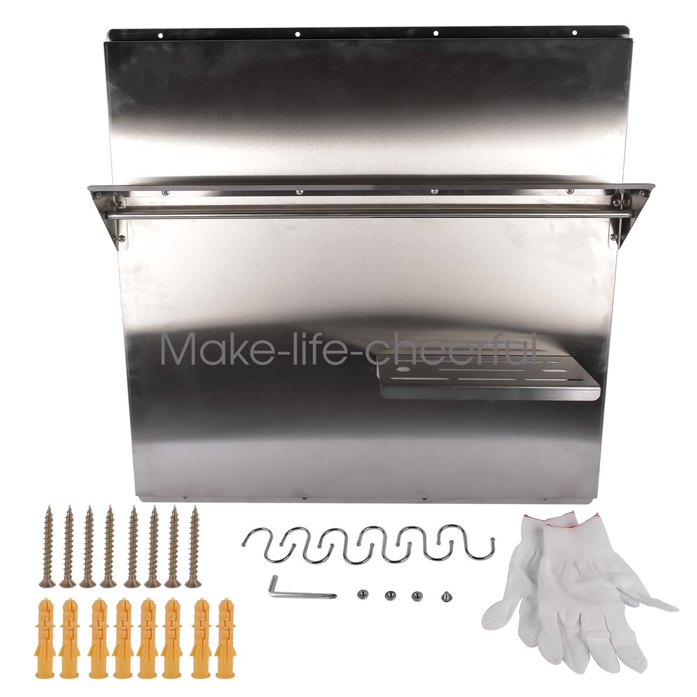 Stainless Steel Hood Backsplash with Shelf Wall-mounted Modern Kitchen Decor
