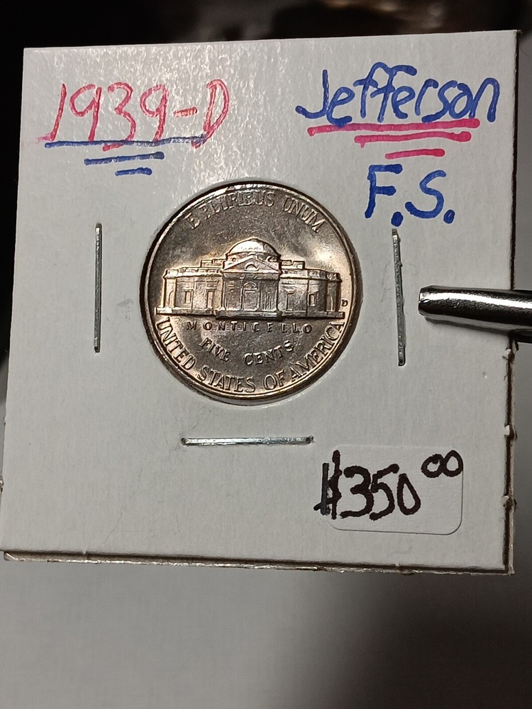 👉1939-D JEFFERSON NICKEL Full Steps S/268