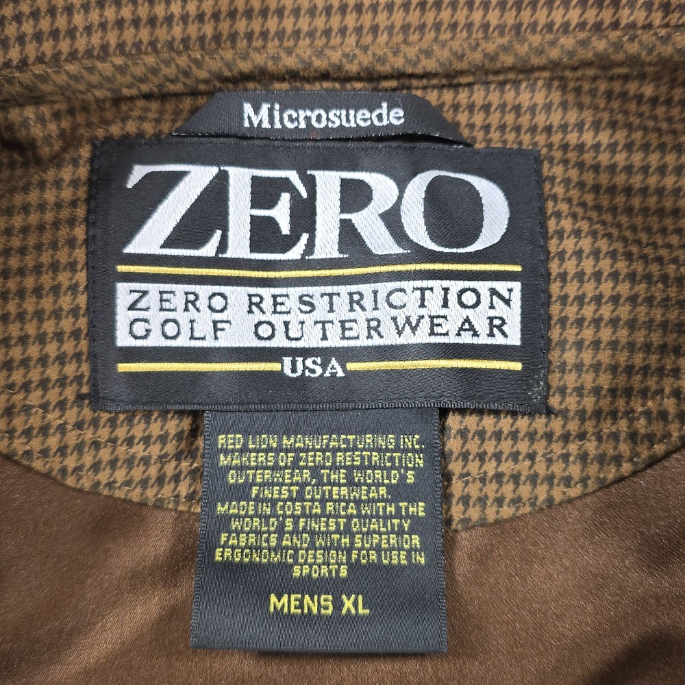 Zero Restriction Windshirt Mens XL Brown Houndstooth Microsuede Golf Performance