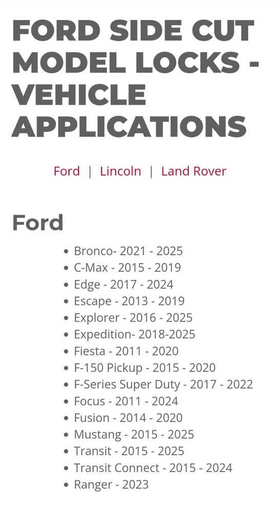 BOLT 7023630 1/2" Receiver LOCK FORD SIDE CUT