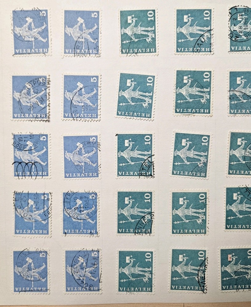 Helvetia Stamps (35) Collection - #1 Sheet