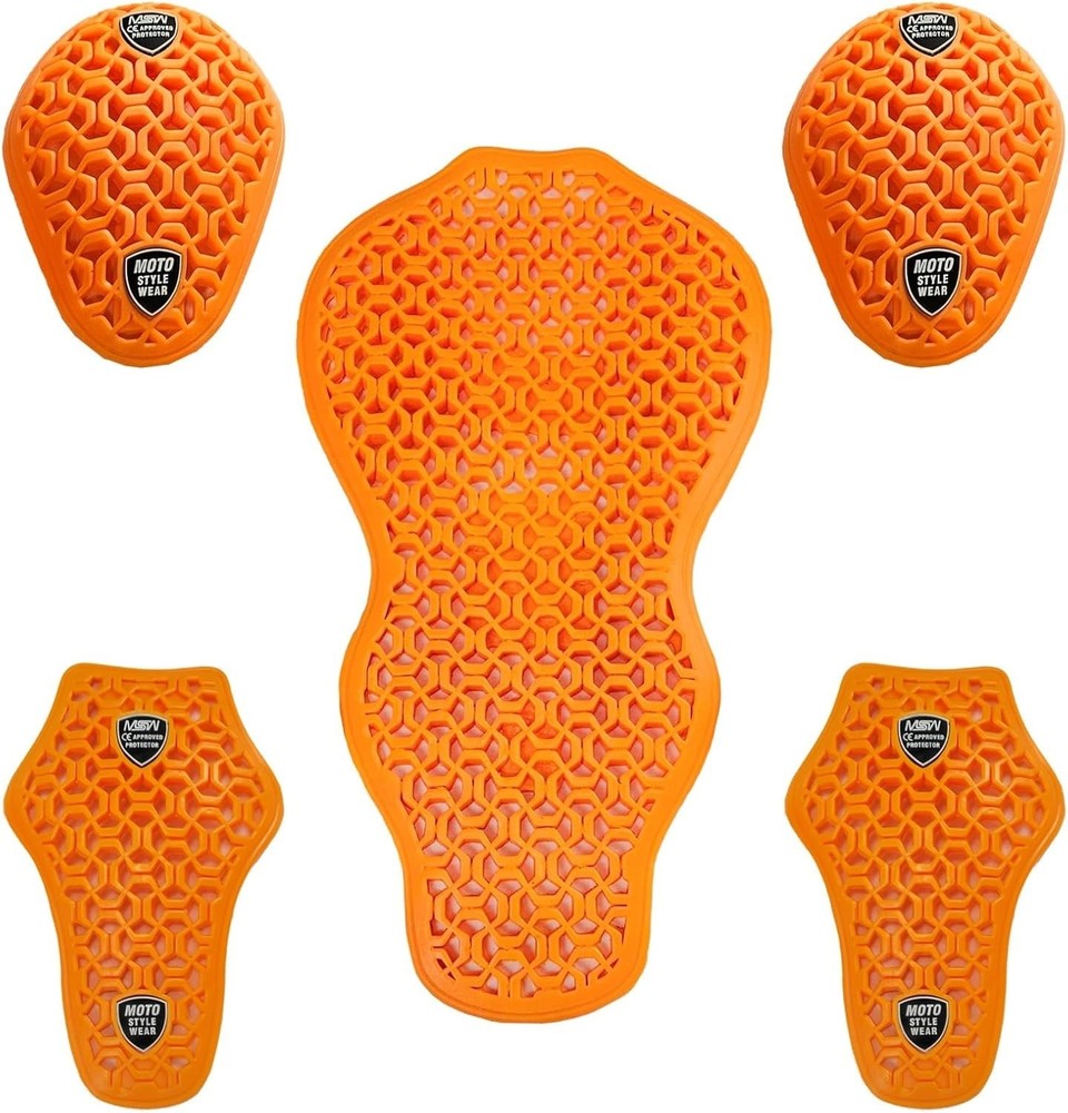 5 PC - Level 2 Certified Armor Pads, Level 2 Approved Back, Shoulder and Elb...