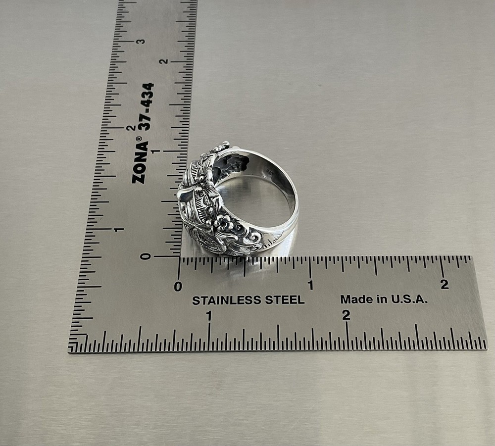 Barong Creature Band Ring Solid 925 Sterling Silver Detailed Design Size 8