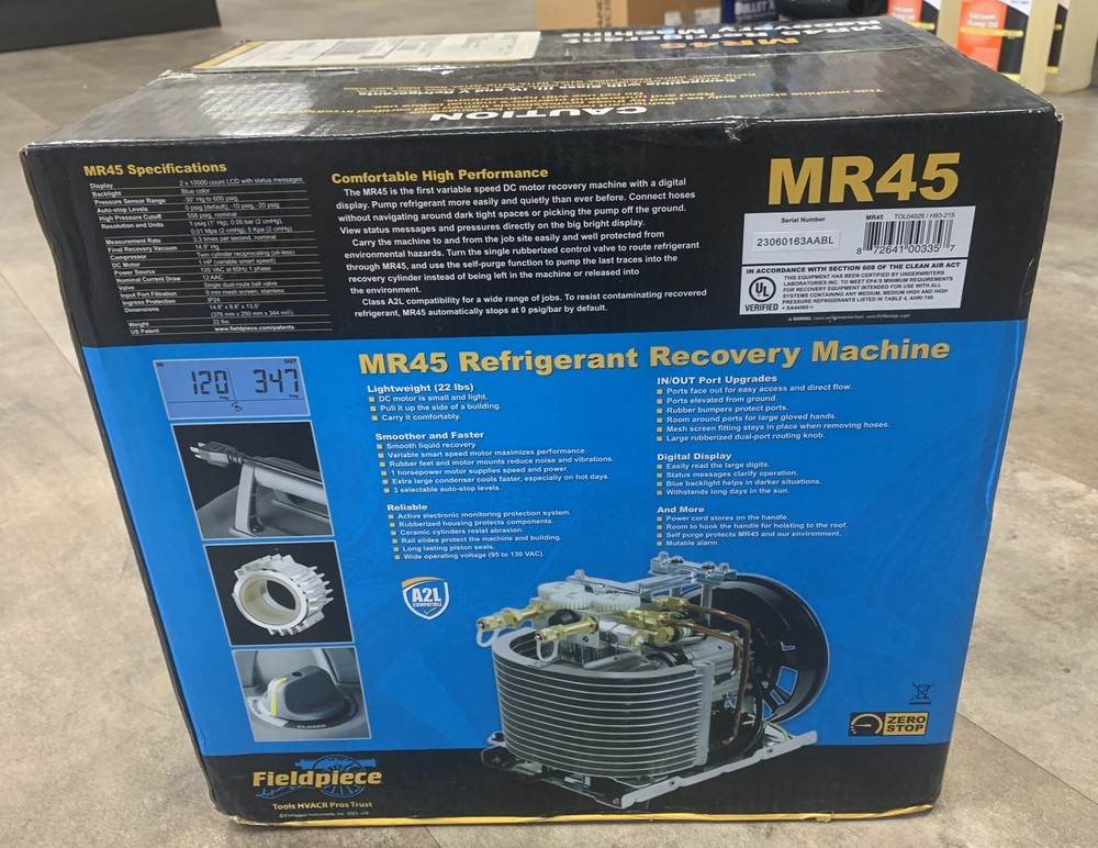 FIELDPIECE DIGITAL REFRIGERANT RECOVERY MACHING MR45
