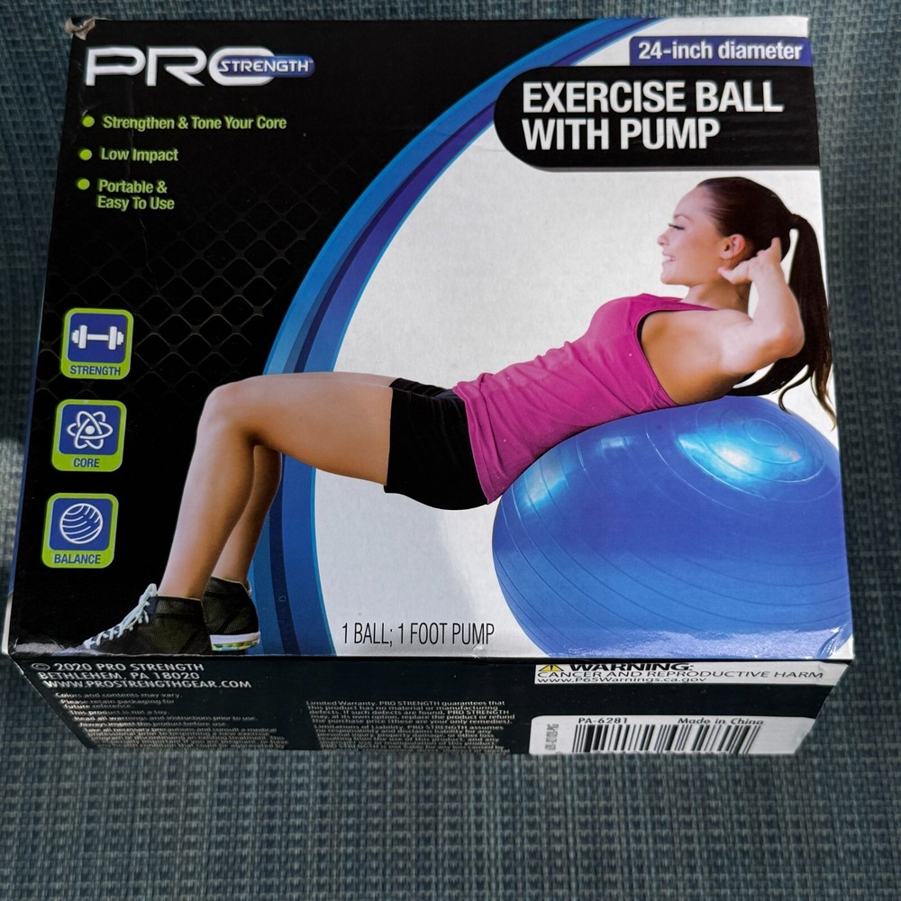 Pro Strength Exercise Ball With Pump 24 Inch Diameter New