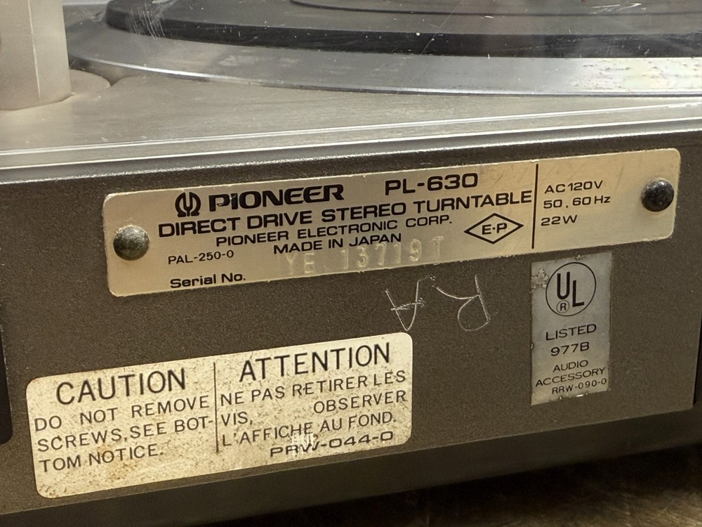 PIONEER PL-630 Direct Drive Turntable