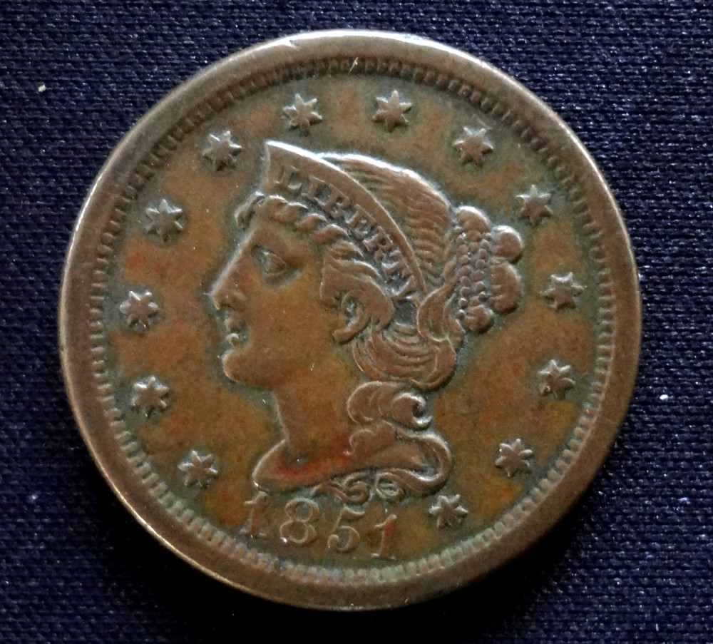 1851 Braided Hair Large Cent