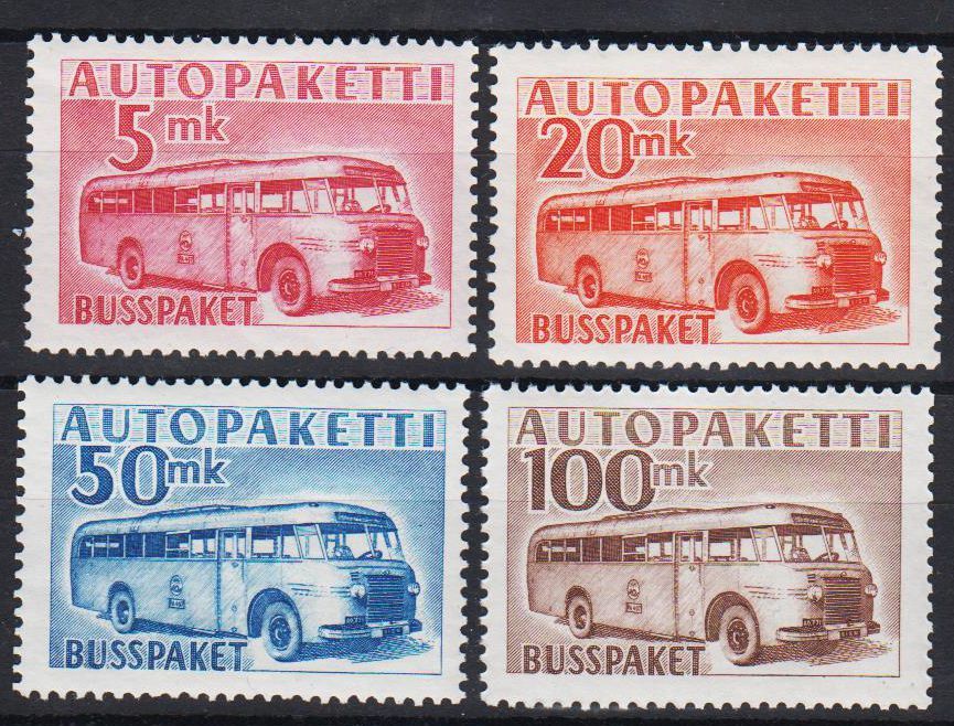 Auto Bus Parcels Carried Post Busspaket Finland Complete Mint MNH Set 1952