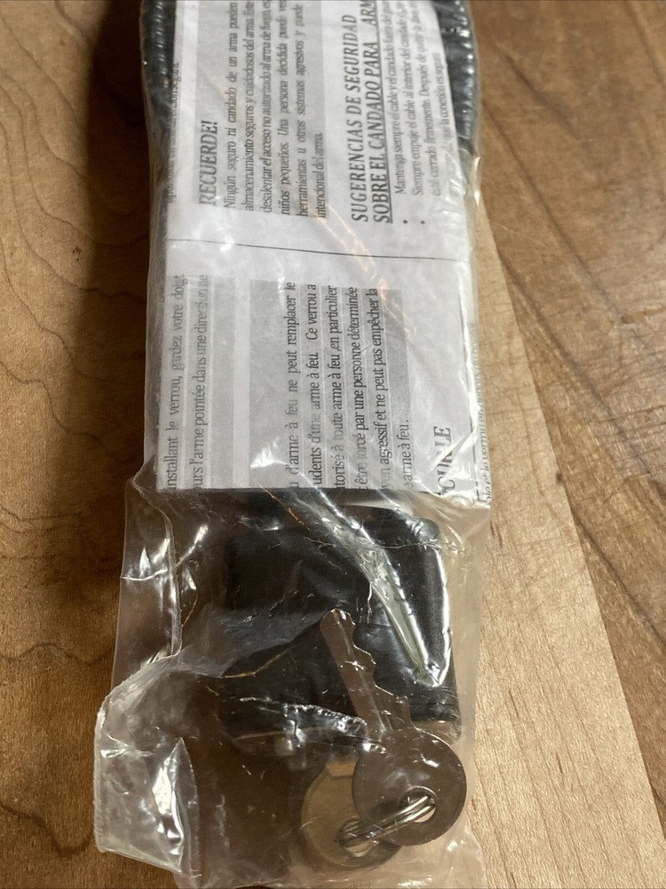 Black Cable Gun Lock With Keys New