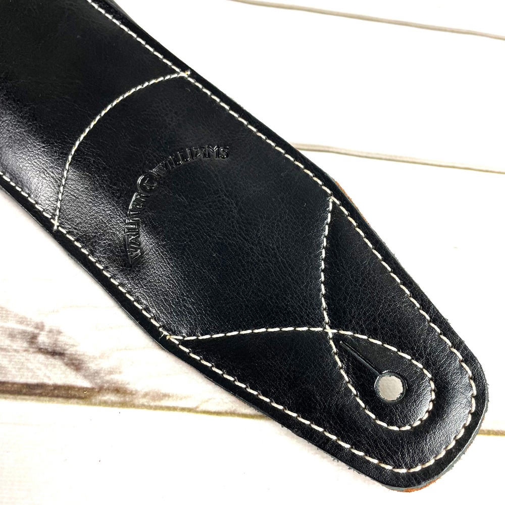 Walker & Williams B4B Extra Wide 4” Black Leather Double Padded Guitar Strap   