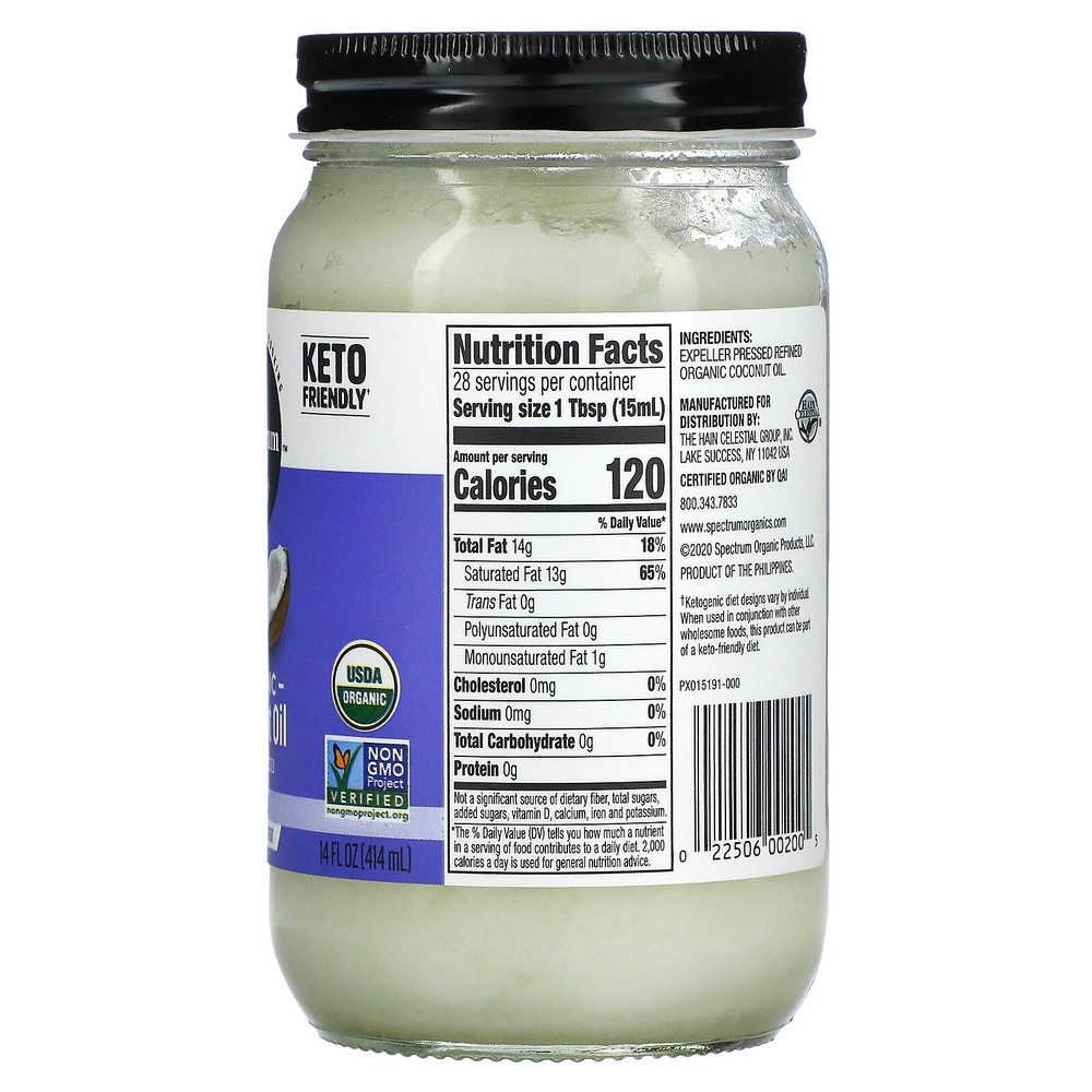 Organic Coconut Oil, Refined, 14 fl oz (414 ml)