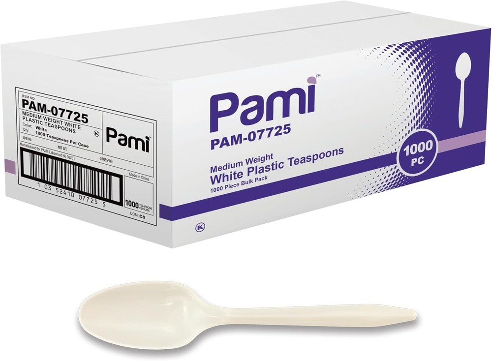 PI Bulk Plastic Spoons Disposable Medium Weight Sturdy Cutlery for