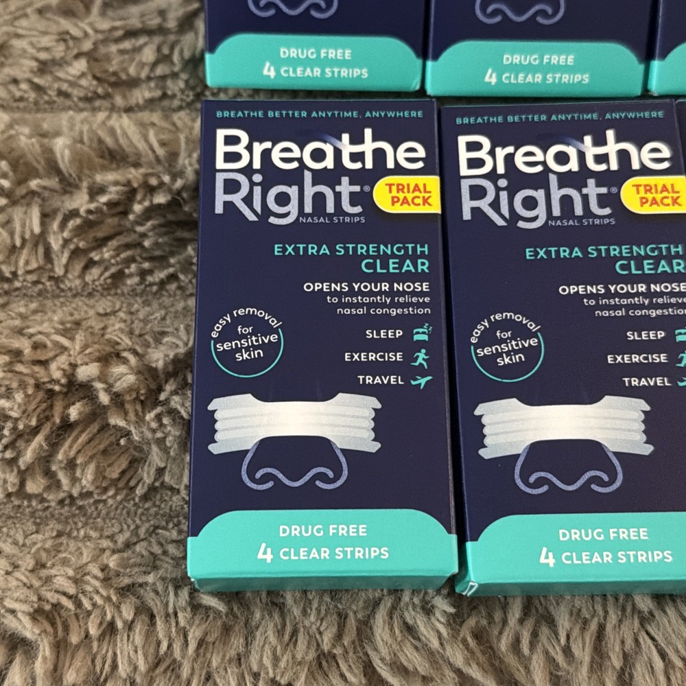 Breathe Right Extra Strength Nasal Strips, 4 Per Pack, Clear - 6 Boxes