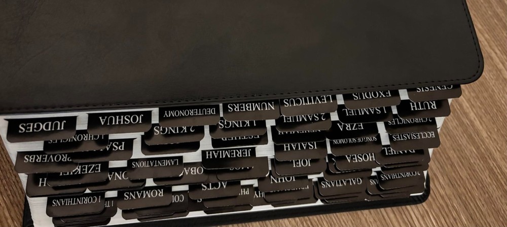 Black Bible Tabs for Men - 90 Index Tabs for Old & New Testament Study