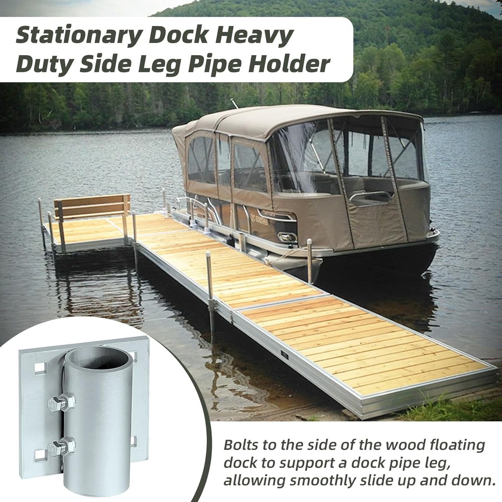 Stationary Dock Side Leg Pipe Holder Dock Brackets Hardware for Posts Dock Pole