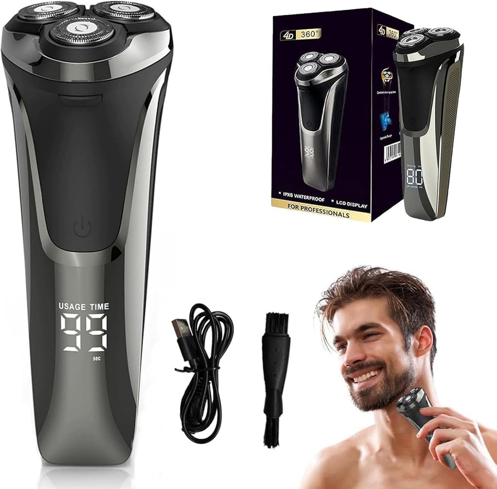 Snapbuy Electric Razor for Men, Razor 4D Floating Head Rotary Shaver, IPX7 Water