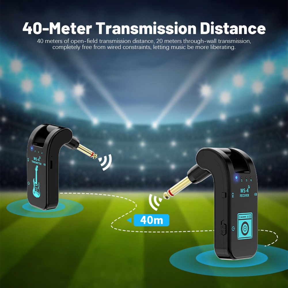2.4GHz Wireless Guitar System Transmitter Receiver Rechargeable LED Display 40m*