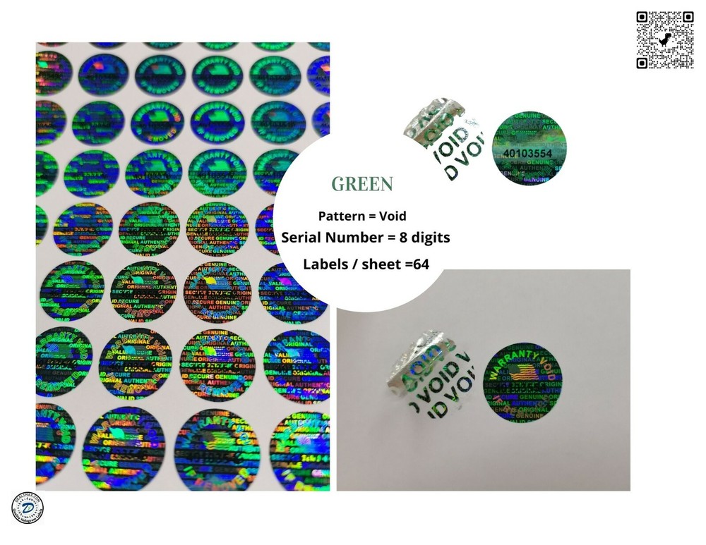 17mm Serial Number ROUND TAMPER EVIDENT SECURITY VOID HOLOGRAM LABELS -5000