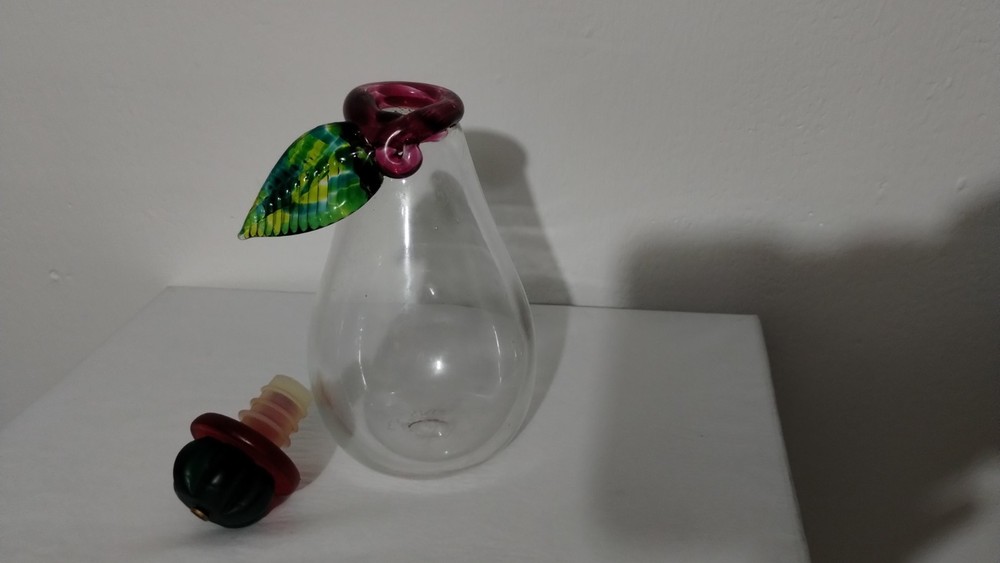 SIGNED BLOWN GLASS DECANTER - PERFUME BOTTLE 6.5"