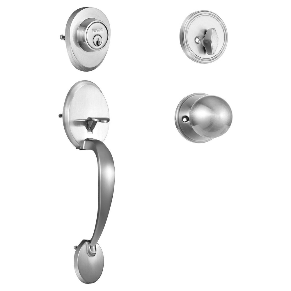 Single Cylinder Adjustable Handleset & Deadbolt, Satin Nickel, Left/Right Handed