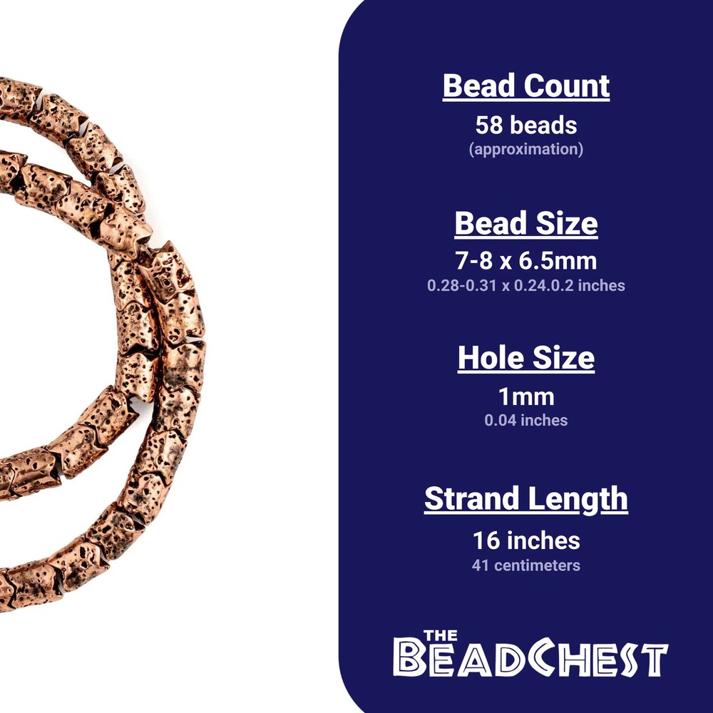 Antiqued Copper Electroplated Lava Snake Beads 6mm Interlocking Gemstone