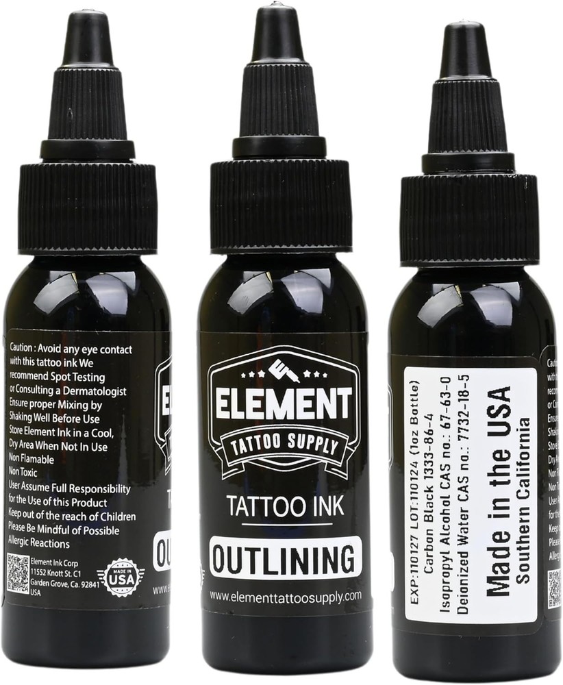 Nighthawk Black Tattoo Ink - Permanent Solid Black Color for Outlining, Shadi...