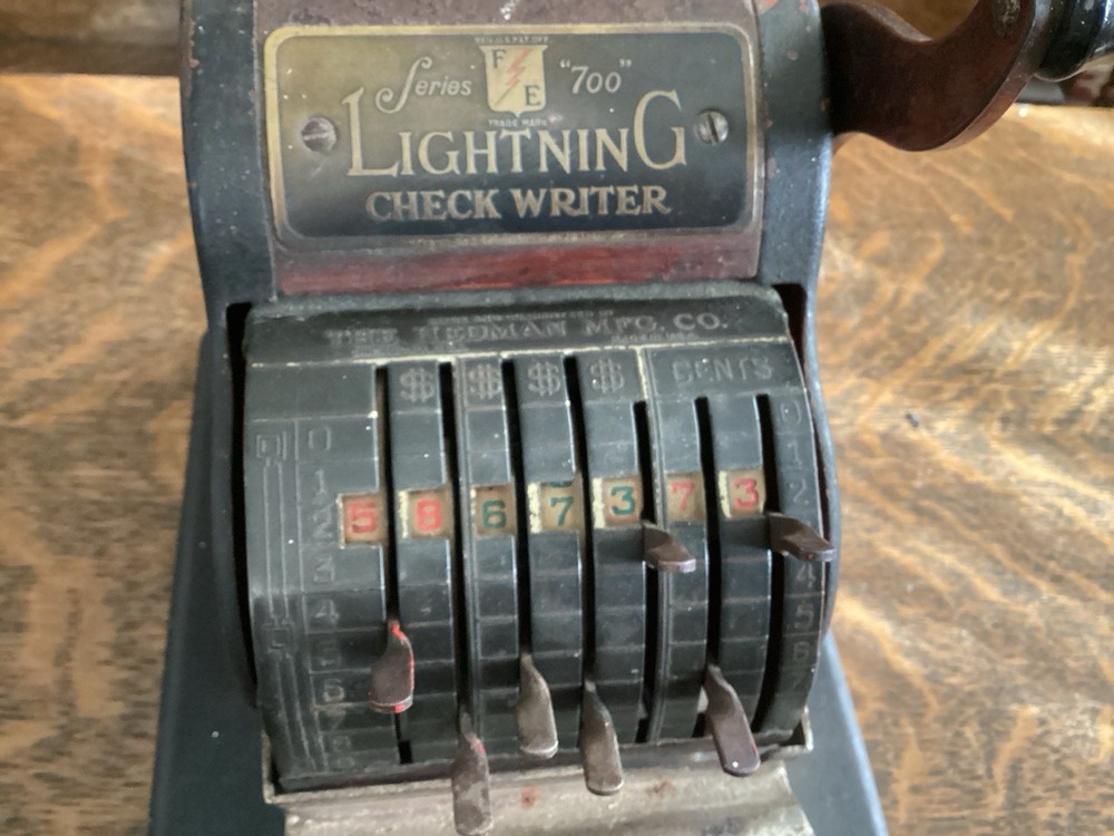 Check Writer Machine Antique F&E Lightning 700 Check Protector