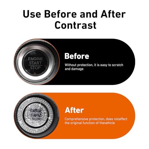 Bling Push Start Button Decorative Ring Stickers, Sparkling 2 PCS White