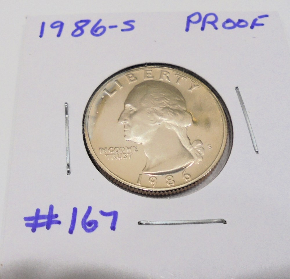 NICE 1986 s Proof Washington Quarter Deep Cameo # 167